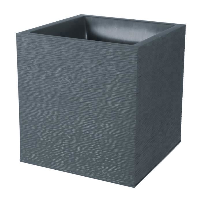 Square Flower Pot 40 Cm - EDA - Graphite - 31 L - 39 X 39 X H. 43 Cm - Anthracite Grey