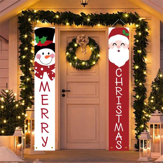 1 пара рождественских двустиший, которые легко повесить, Санта-Клаус, знак на крыльцо, баннеры на дверь, многоразовые подвесные двустишия для входной двери, принадлежности для новогодней вечеринки