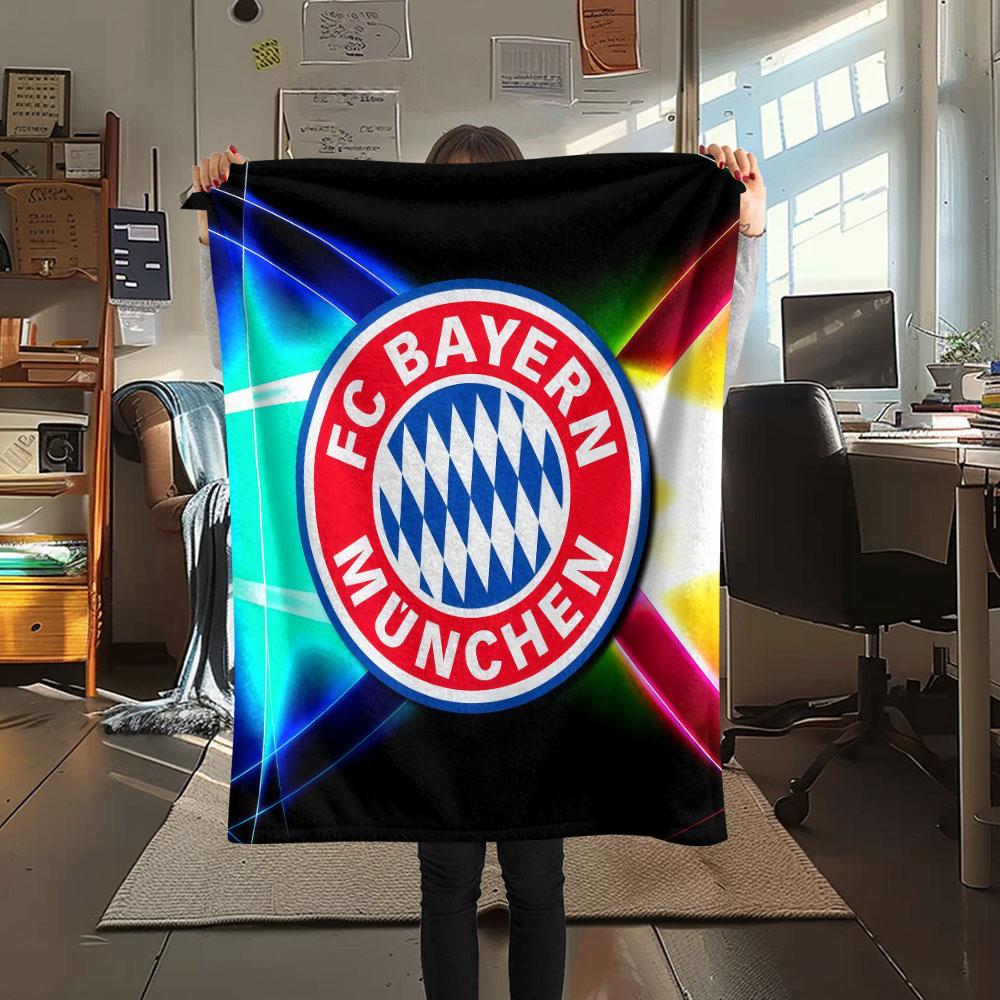 1PC FC Bayern Munchen Patterned Flannel Blanket Suitable For All Seasons for Home Decor Warmth and Comfort Gifts Holiday Present