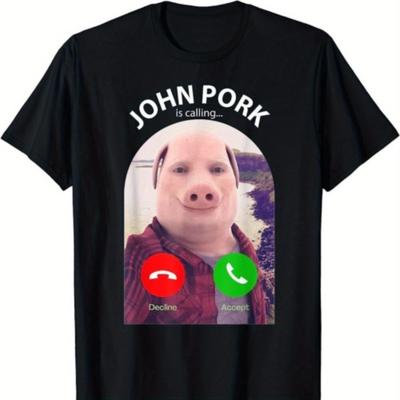 Смешная Футболка Ограниченная Серия НОВАЯ Смешной Мем John Pork Звонит Ответьте на Телефонный Звонок Одежда С коротким Рукавом Унисекс Женская Всесезонная