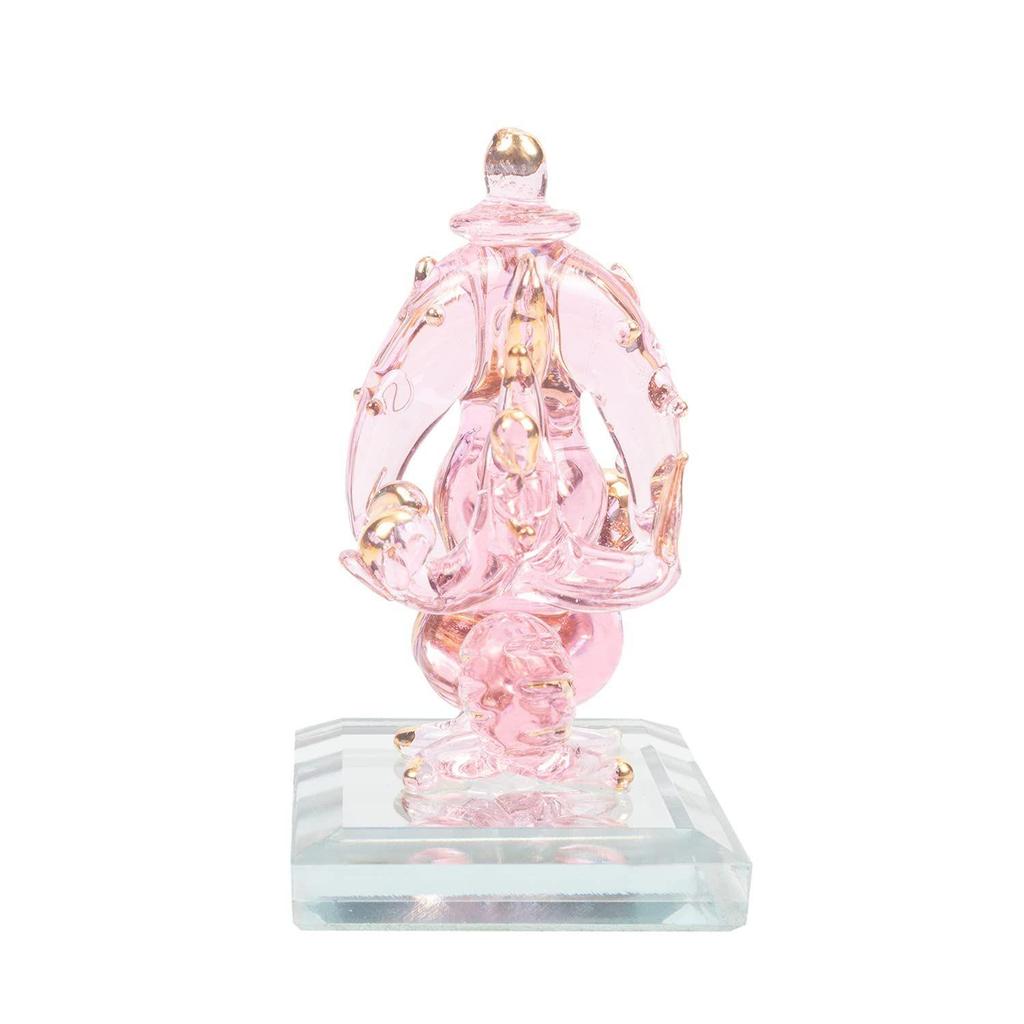 God Ganesh Sitting with Base Statue (Murti) Idol Showpiece Handmade of Crystal Glass by for Worship, Decoration, Car Dashboard, Gift (Clear), Small