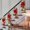 Christmas Stairway Swag Trim Bow Hanging Wreath Artificial Staircase Garland Bowknot Garland Pendant for New Year Decor 2025