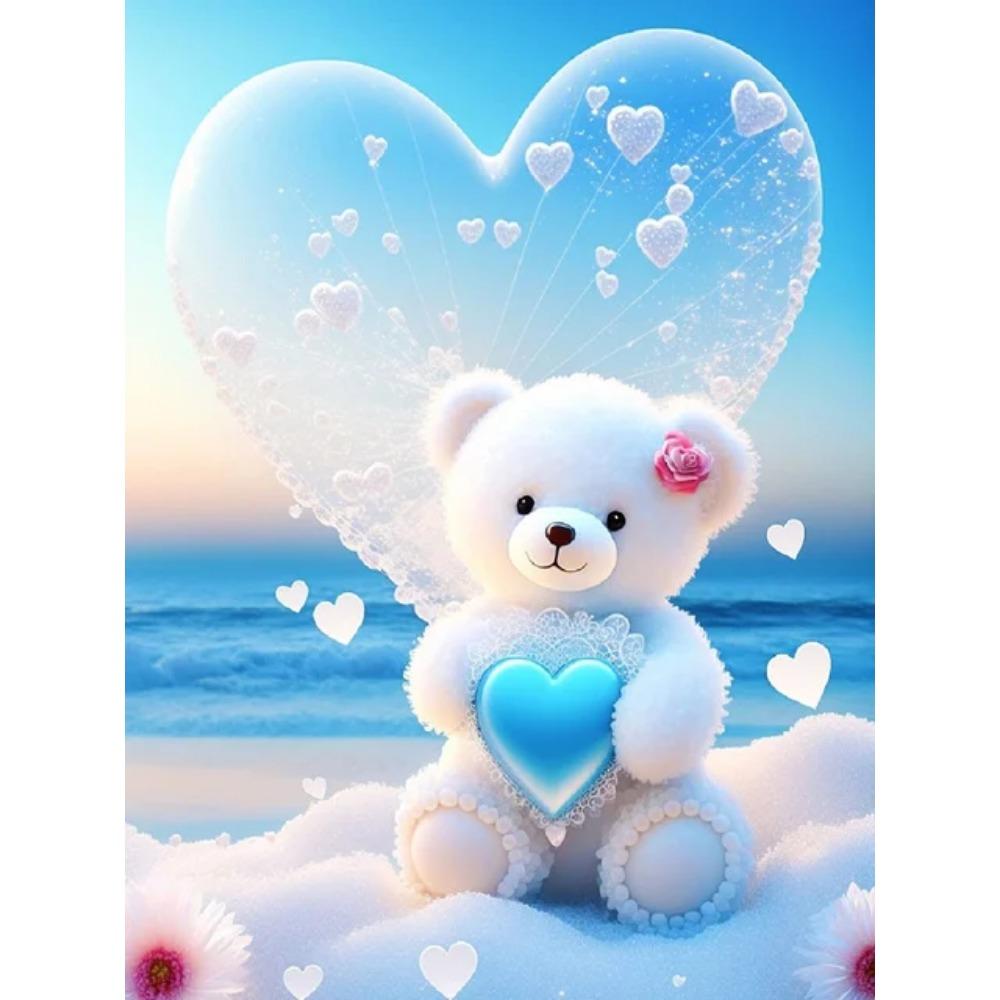 Алмазная картина, полная дрель, красивый цветок любви, круглая алмазная живопись, ручная работа, морской плюшевый мишка, сделай сам, алмазная мозаика, картина, украшение для дома