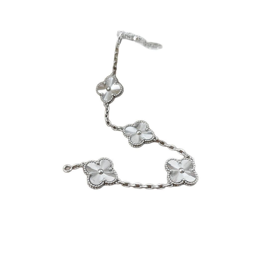 Wuhua Ji Carved Flower Bracelet Sweet Versatile Women's 18K Gold Laser CNC Light Luxury Jewelry