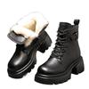 Fashion Women Thick Heel Motorcycle Boots Cross Strap Thick Sole Buckle Fashion Casual Ankle Boots New Black Brown Shoes for Women