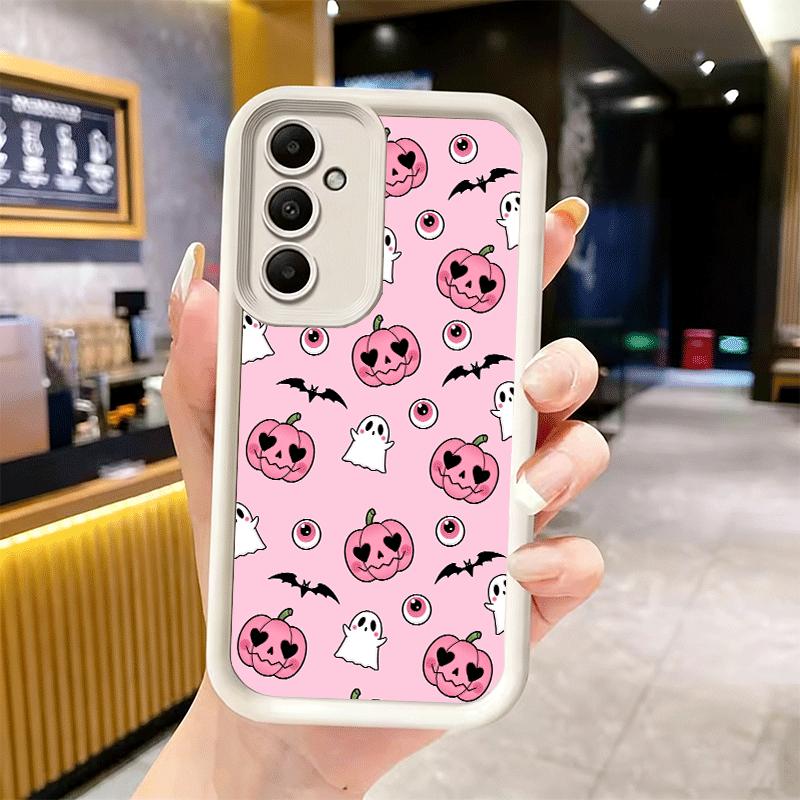 Phone Case for Samsung Galaxy A17 A16 A15 A14 A13 Pink Style Skull Witch A56 A36 A26 A55 A35 A25 A54 A34 A24 A53 A33 A23 A07 A06