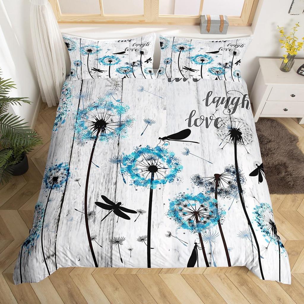 Dandelion Duvet Cover Full Queen Botanical Floral Bedding Set Nature Theme Butterfly Dandelions Comforter Cover For Boys Girls
