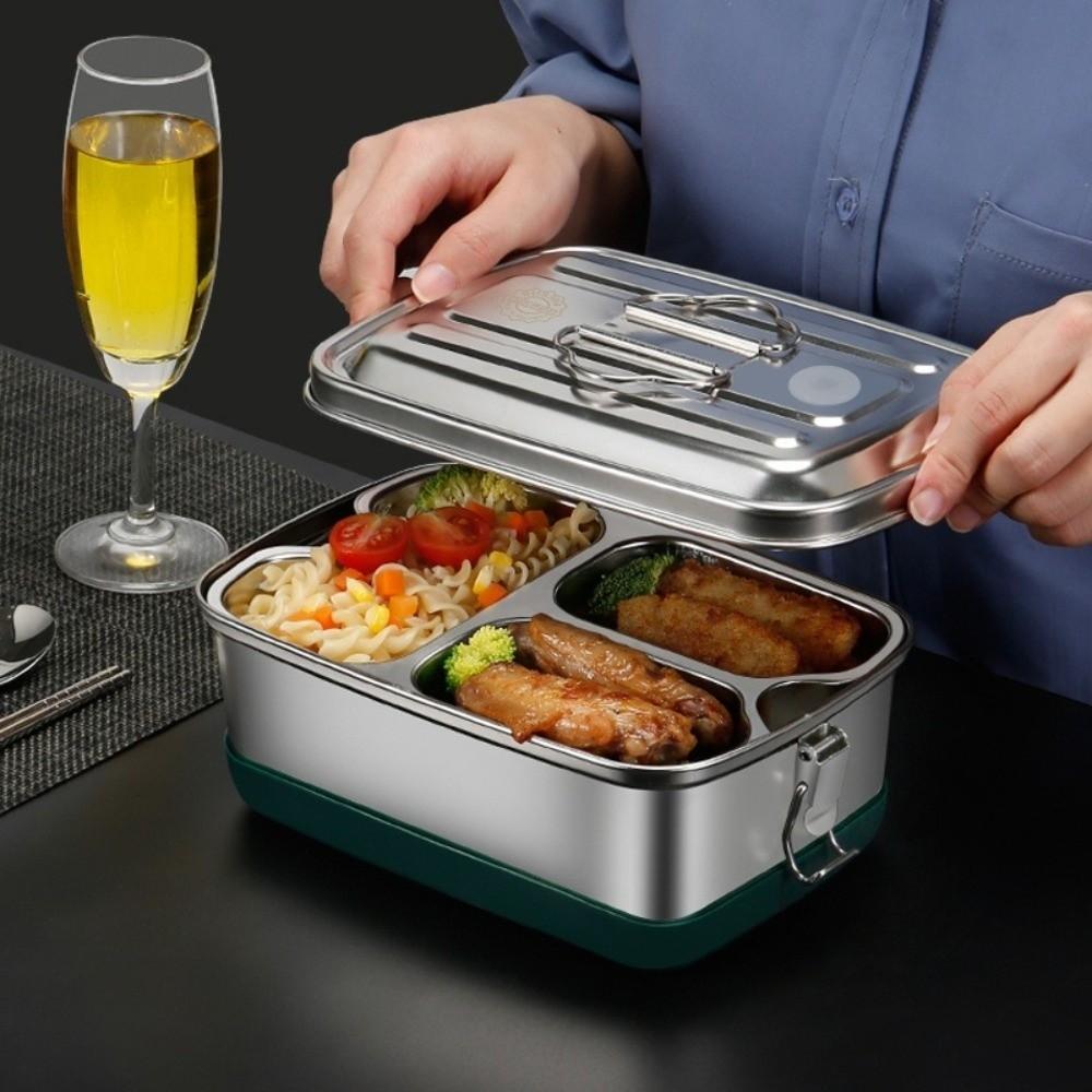 Stainless Steel Lunch Box Interlayer Divided Food Storage Container Sealed with Handle Microwave Oven Lunch Box Camping