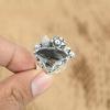 925 Sterling Silver Black Rutile Gemstone Engagement Sister Flower Ring Jewelry