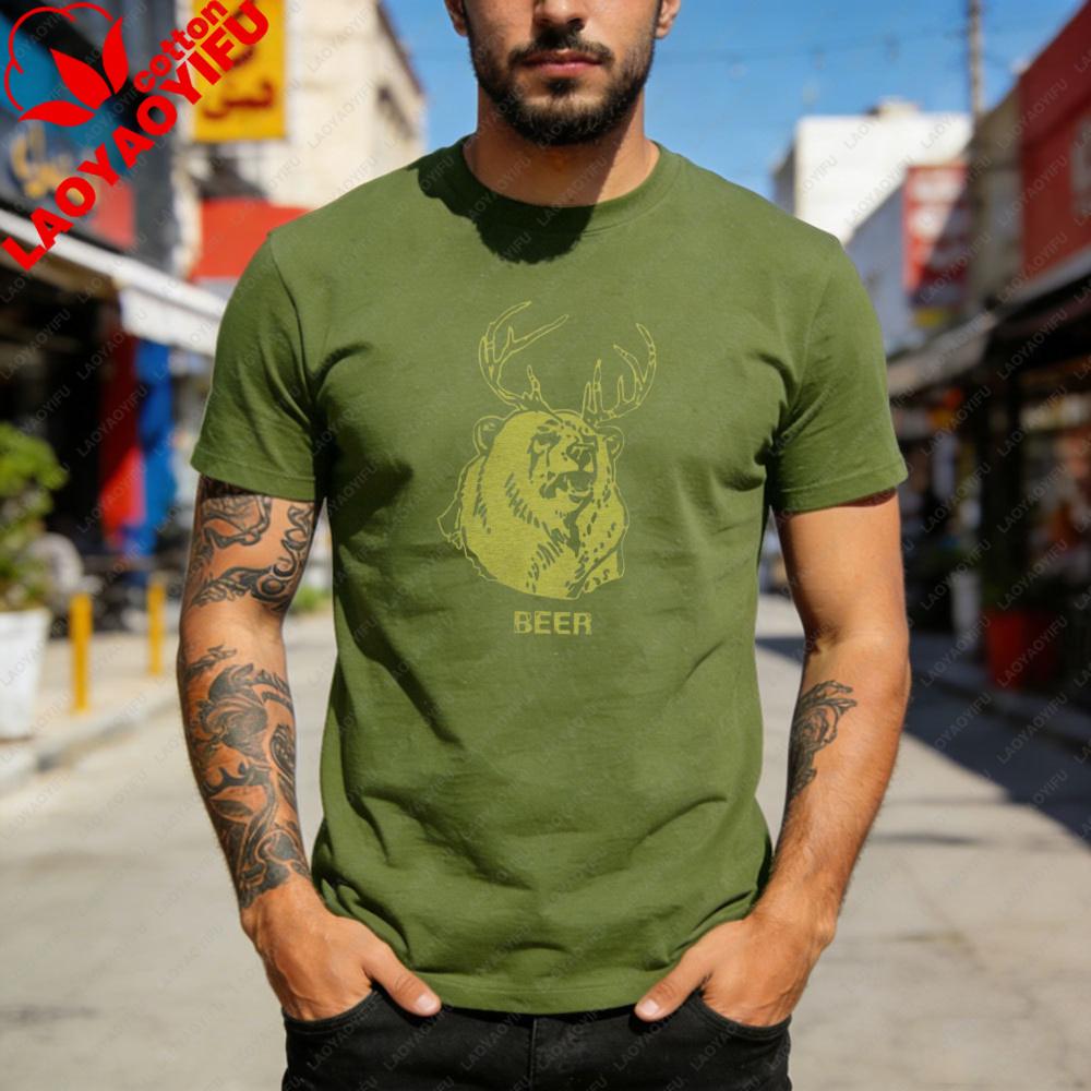 Bear Deer Animal Design Summer Casual Fashion Unisex Tshirt Cotton Short Sleeve Top For Everyday Wear Gift Idea