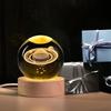 Saturn Crystal Globe Lamp | Engraved Crystal Ball Night Light with Wooden Base | USB LED Table Lamp for Bedroom, Office, Home Decor & Gift Purpose