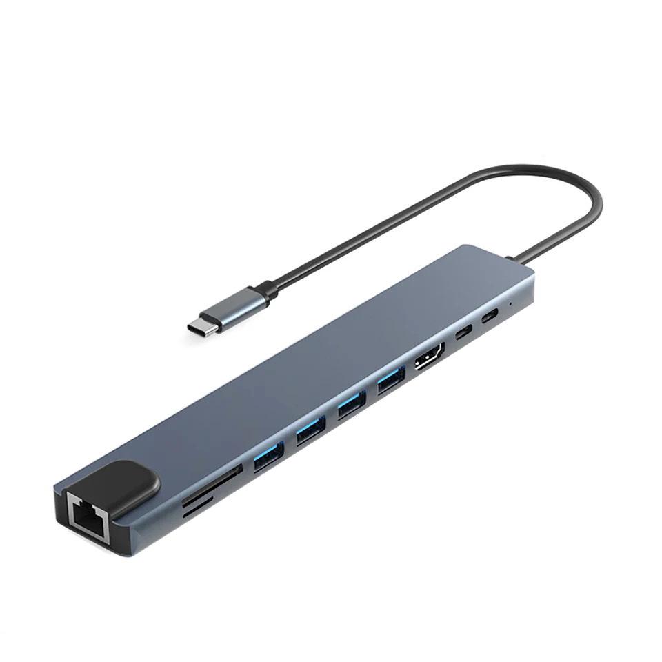 Док-станция расширения HD Type-C 4-в-1 с двумя HDMI, зеркалированием экрана и расширенным дисплеем, с USB 3.0 хаб-конвертером