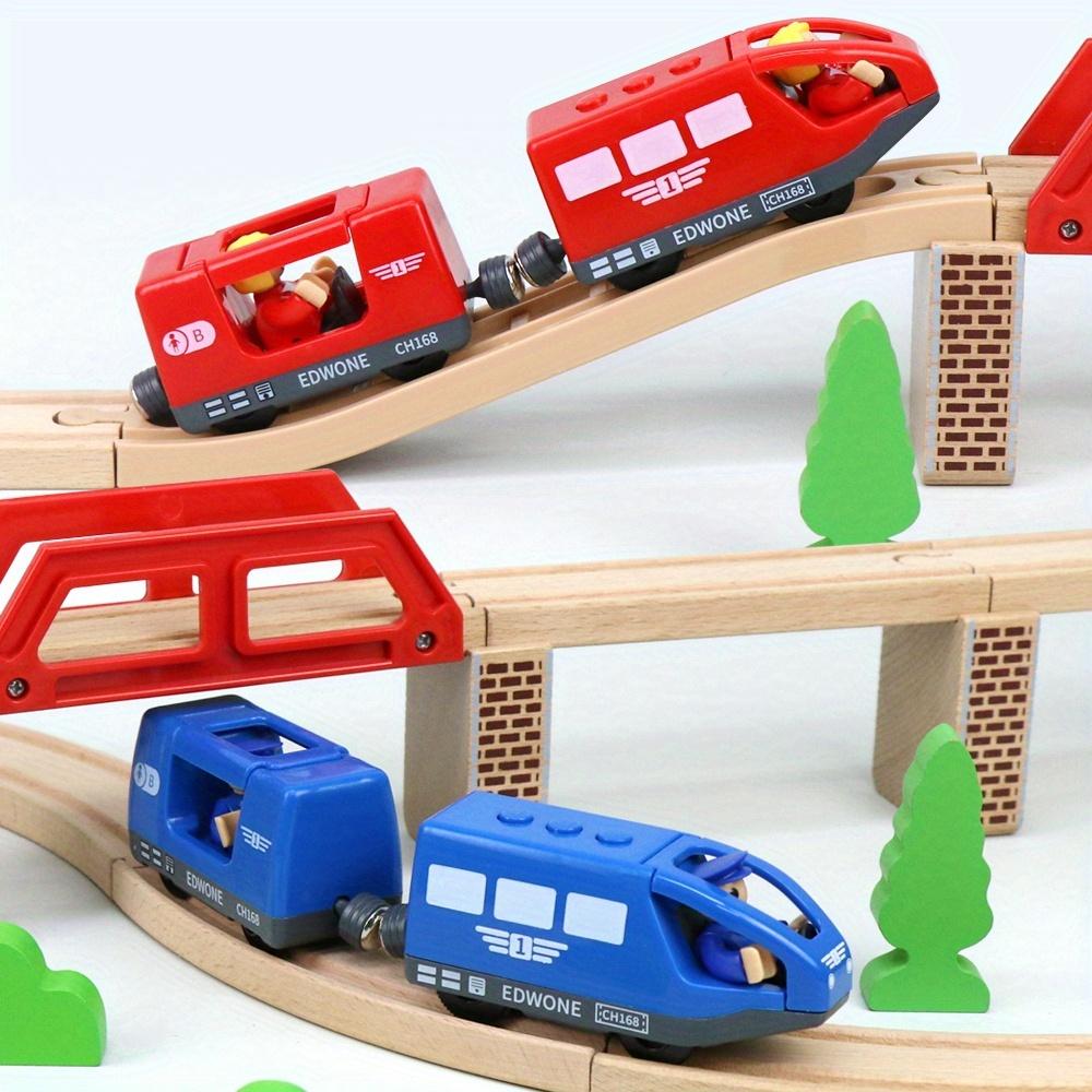 Wooden Train with Driver and Passenger, Compatible with Major Brand Tracks, Available In Multiple Colors