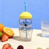 2Pcs Bear Shaped Tumbler with Lid & Straw Cute Leak-Proof Cup for Kids Adults Plastic Cold Drink Cup for Smoothie And Iced Coffee