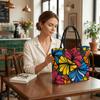  Colorful Floral Print Casual Tote Bag Large Capacity Daily Shoulder Handbag for Women