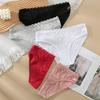 1Pc White Breathable Triangle Pants Lace Ladies Underwear Lace Embroidered Pink Cotton Cotton Crotch Low Waist Red
