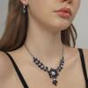 Exquisite Necklace Earrings Set Shining Crystal Necklace Set Princess Rhinestone Jewelry Set  Women