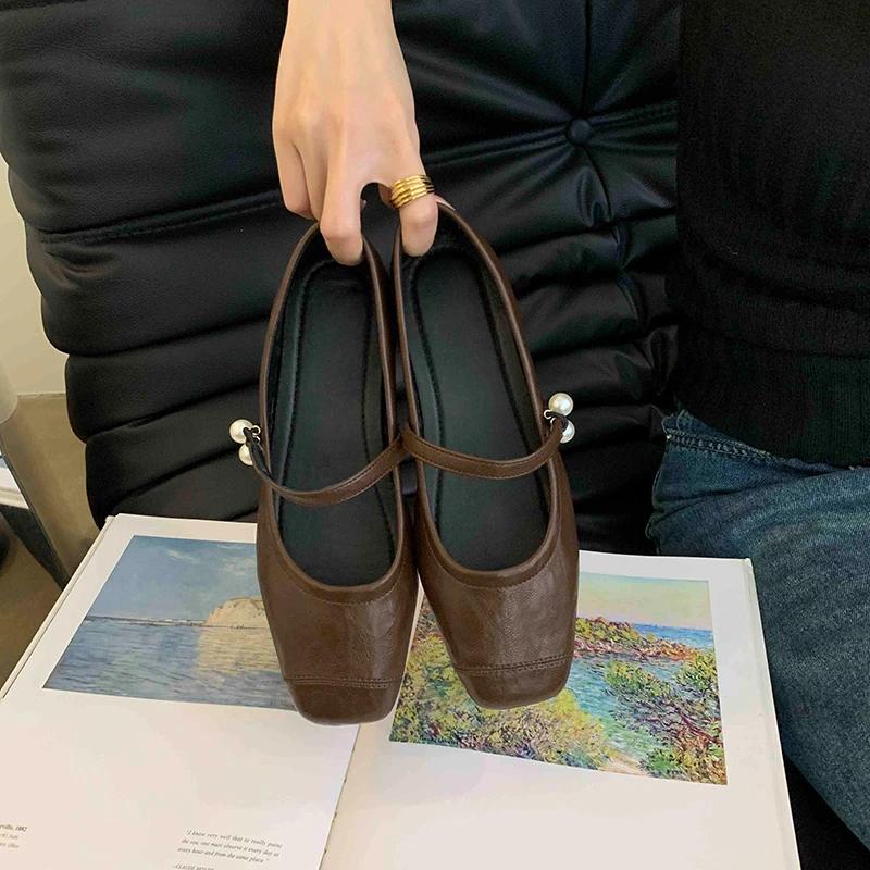 Винтажные квадратные женские туфли Мэри Джейн модные туфли на плоской подошве весна-осень с мягкой подошвой