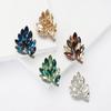 High-Grade Alloy Rhinestone Leaf Brooch Simple And Fashionable Women'S Clothing Corsage Jewelry Plant Pin