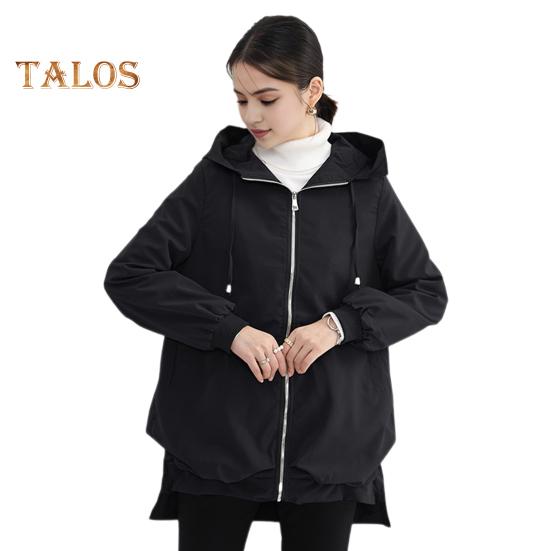 Осенне-весенняя женская куртка с коротким передом, длинной спинкой, разрезом по низу, капюшоном, застежкой-молнией, кардиганом, ветрозащитным пальто для путешествий, кемпинга