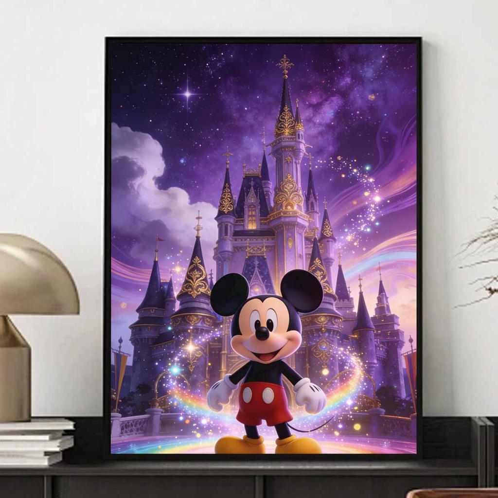 Disney 5D DIY Full Circle Diamond Painting Kit Magical Castle Mickey Mouse Wall Decor Gift