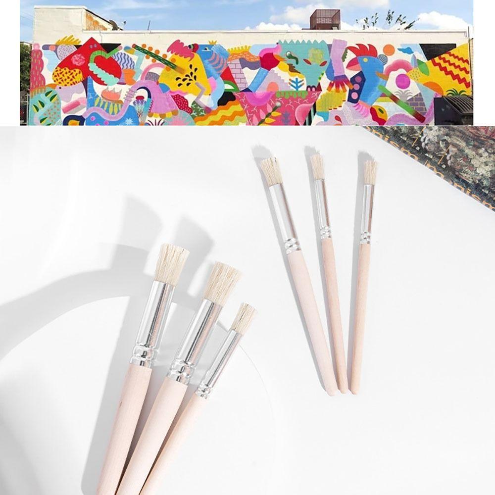 Professional Stencil Paint Brushes DIY Crafts Wooden Bristle Pen Students Stationery