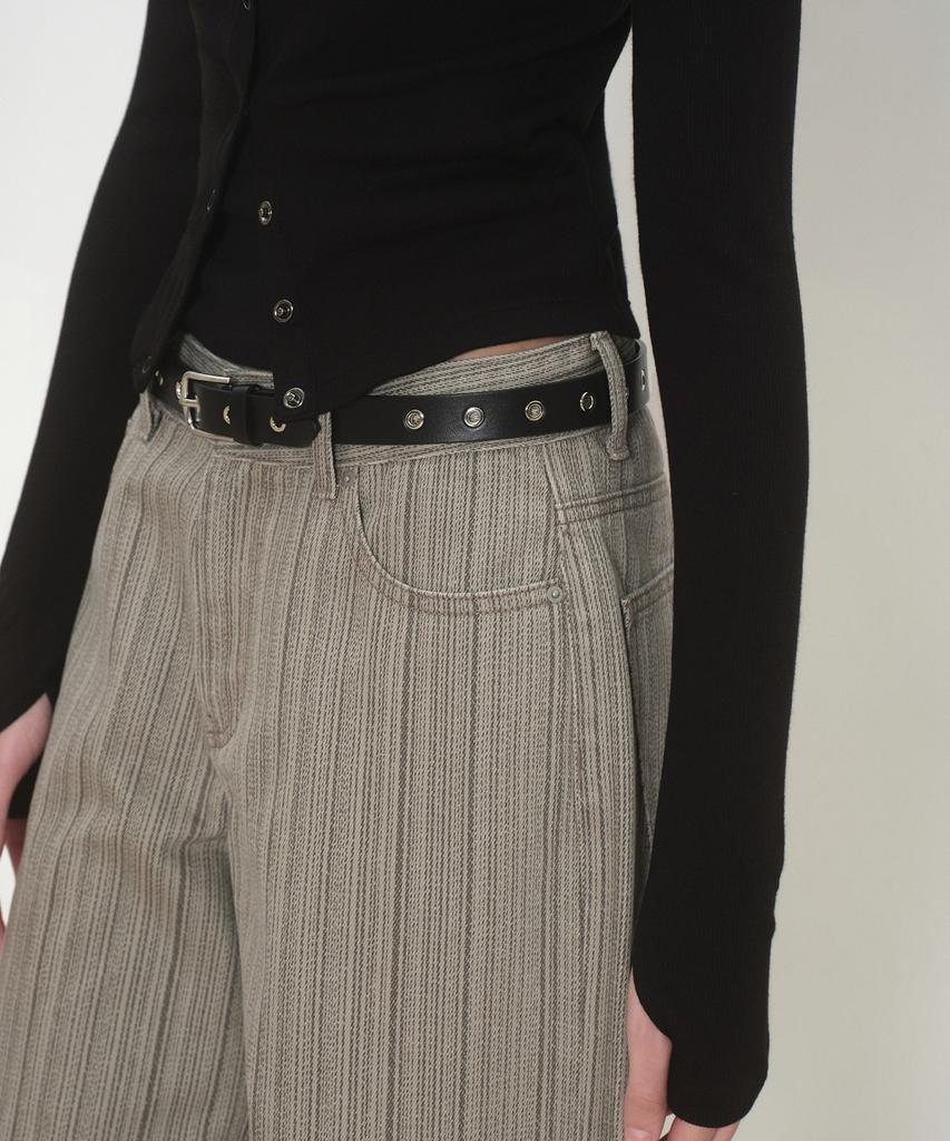 MUSINSA STANDARD WOMAN Women'S Vertical Stripe Wide Pants [Grayish Beige]