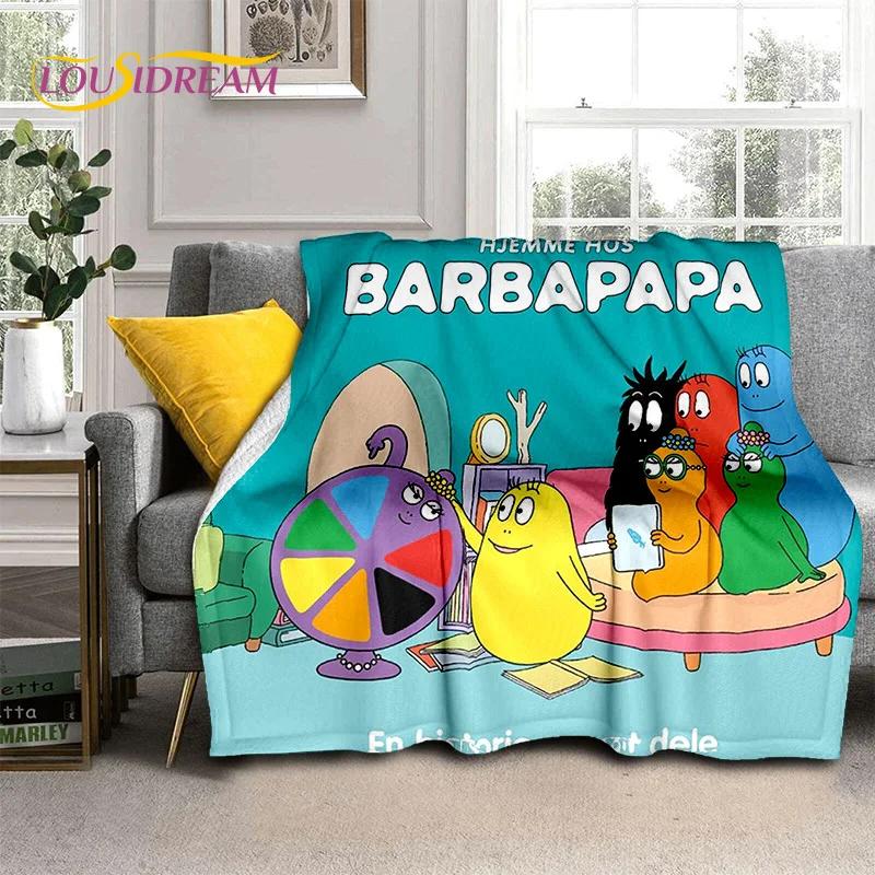 3D Cartoon Les Barbapapa Family Soft Blankets,Keep Warm Throw Blanket Comfortable Blanket for Picnic Beds Sofa Home Bedroom Kids