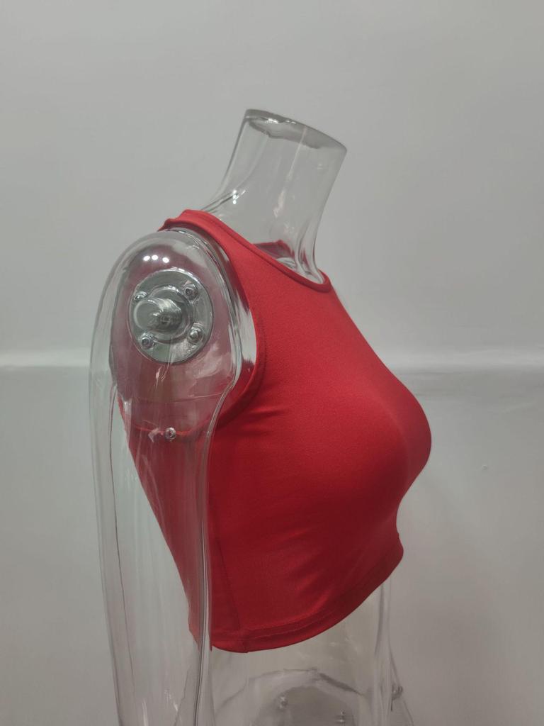 2023 Sleeveless Round Neck I-shaped Vest T-shirt In Solid Colors for Women