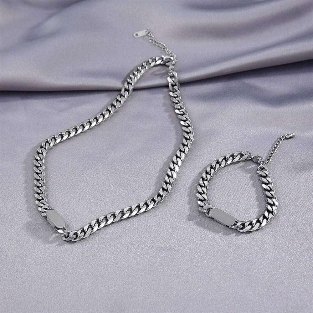 Simple Titanium Steel Necklace Solid Color Punk Necklace Bracelet Decoration