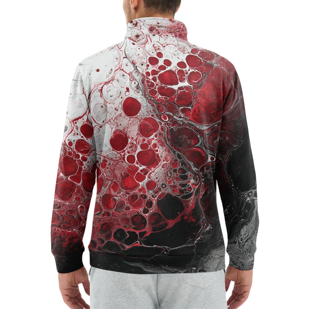 Мужской свободный повседневный свитшот на молнии 1/4, модный топ с длинным рукавом и принтом, с карманами