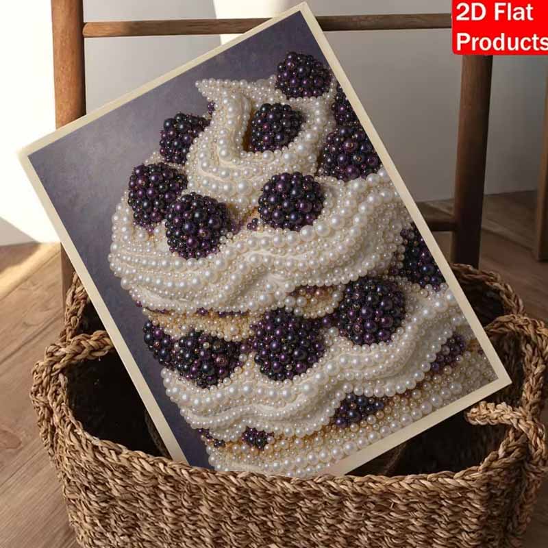Pearl and Dark Purple Blackberry Diamond Painting Art Kit DIY Gemstone Beading Craft Kit Home Wall Decoration