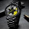 Модные наручные часы унисекс, модные спортивные, индивидуальные, со стальным ремешком, мужские спортивные часы, кварцевые, гоночные, черные, мужские
