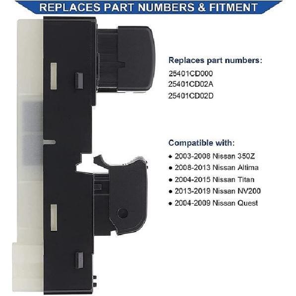 Window Switch Control For 2003 2004 2005 2006 2007 2008 Nissan 350Z Infiniti G35