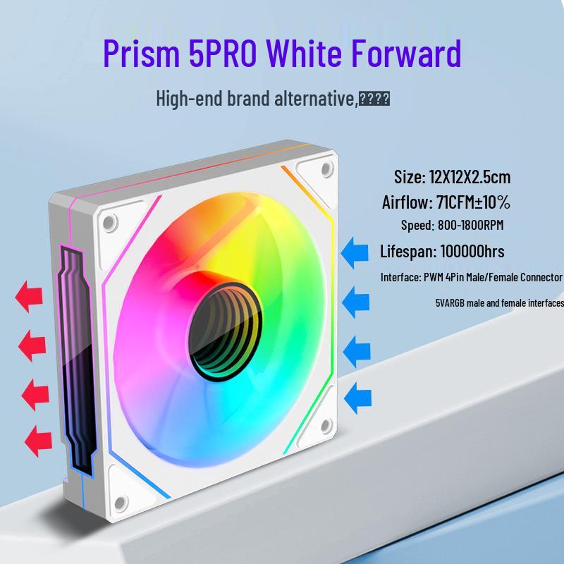 Корпусный вентилятор Prism 4th Gen Pro ARGB с прямым/обратным вращением, многогранной линзой, контролем температуры, бесшумным охлаждением для настольных ПК