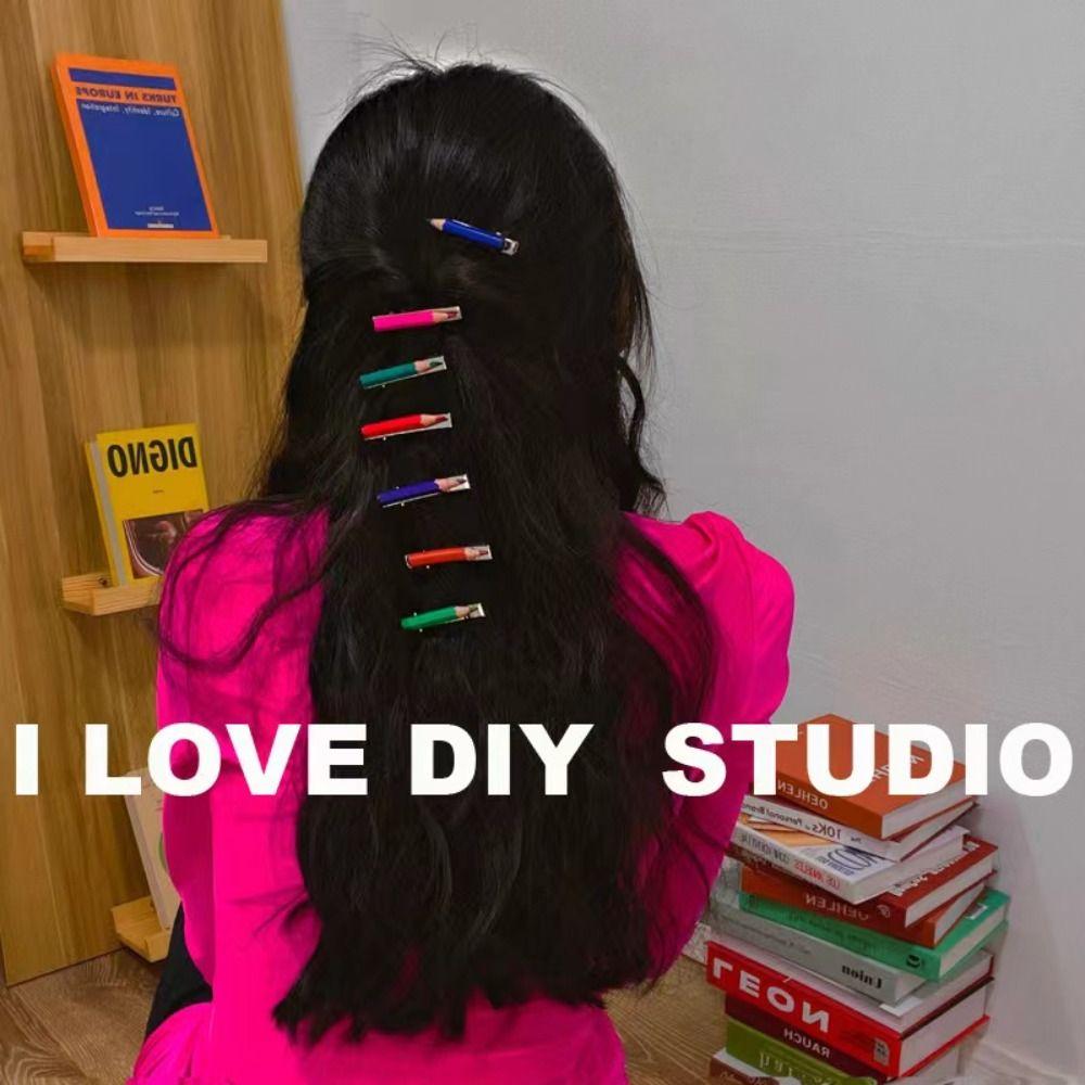 6PCS/Set Colored Hair Clip Pencil Shaped Headband Creative Barrettes  Hair Accessories