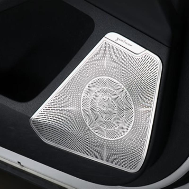 For KIA EV6 2024 Interior Stainless Steel Door Speaker Sound Music Audio Ring Loudspeaker Tweeter Cover Sticker Accessories
