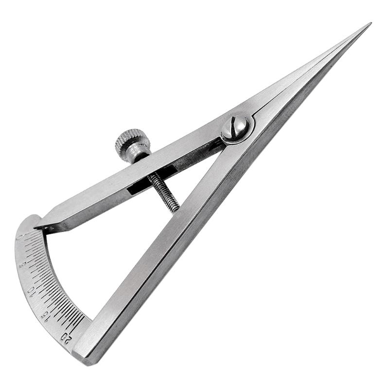 Stainless Steel Castroviejo Caliper Dental Graduated 0-20mm Metal Dental Gauge Caliper Dental Caliper Straight/Angled
