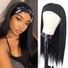 Synthetic Women's Headband Wig Black Long Straight Hair Natural Soft Daily Scarf Wigs for Women Heat Resistant Fiber