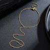 Elegant Tiny Chain Bracelet Finger Ring for Women Fashion Gold Color Metal Link Chains Connecting Hand Harness Bracelets Zircon