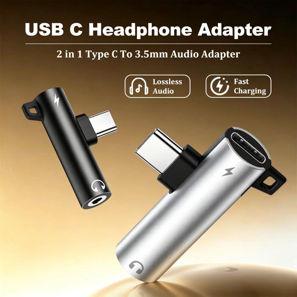 Aluminum 3.5mm Adapter 2 in 1 Type C Adapter Upgrade Audio Splitter For Multiple Devices