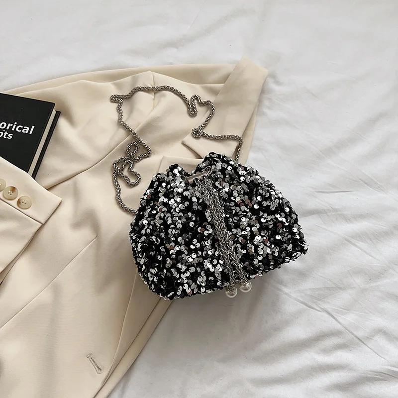 Модная персонализированная сумка через плечо с пайетками для женщин, новая стильная сумка через плечо, модная сумка через плечо люксового бренда