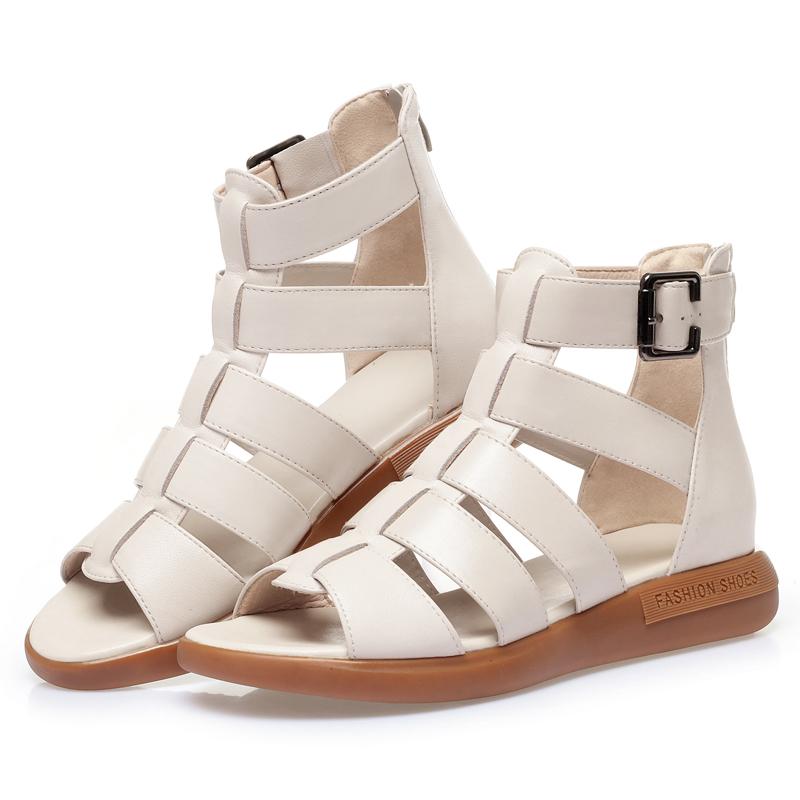 Модные летние сандалии GKTINOO с открытым носком из натуральной кожи, обувь на плоской подошве, римские сандалии 2025, большой размер, крутые ботинки, женская обувь, плоские сандалии, новинка