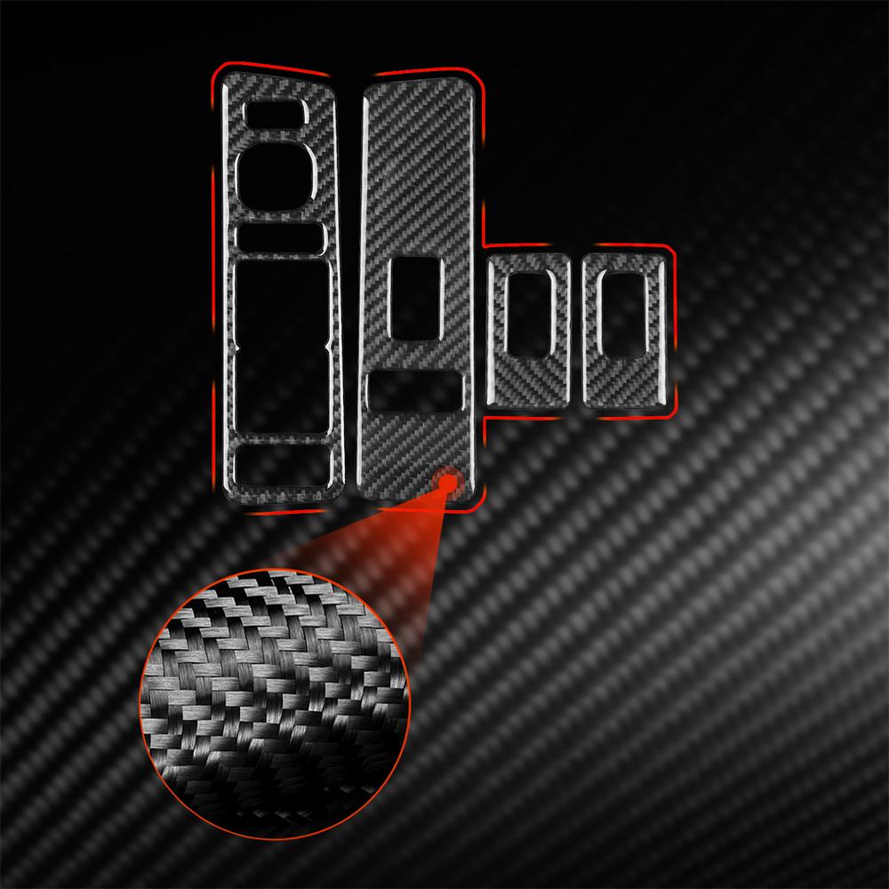 4x Накладка на панель переключателя стеклоподъемника из настоящего углеволокна для Hummer H2 2003-07