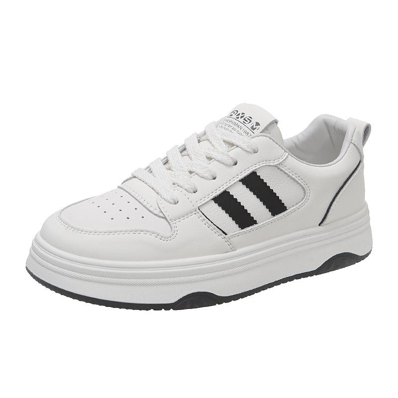 Женские белые туфли на кожаной платформе, новинка весны и лета 2025 года, студенческие, универсальные, для отдыха и спорта, взрывная плоская подошва