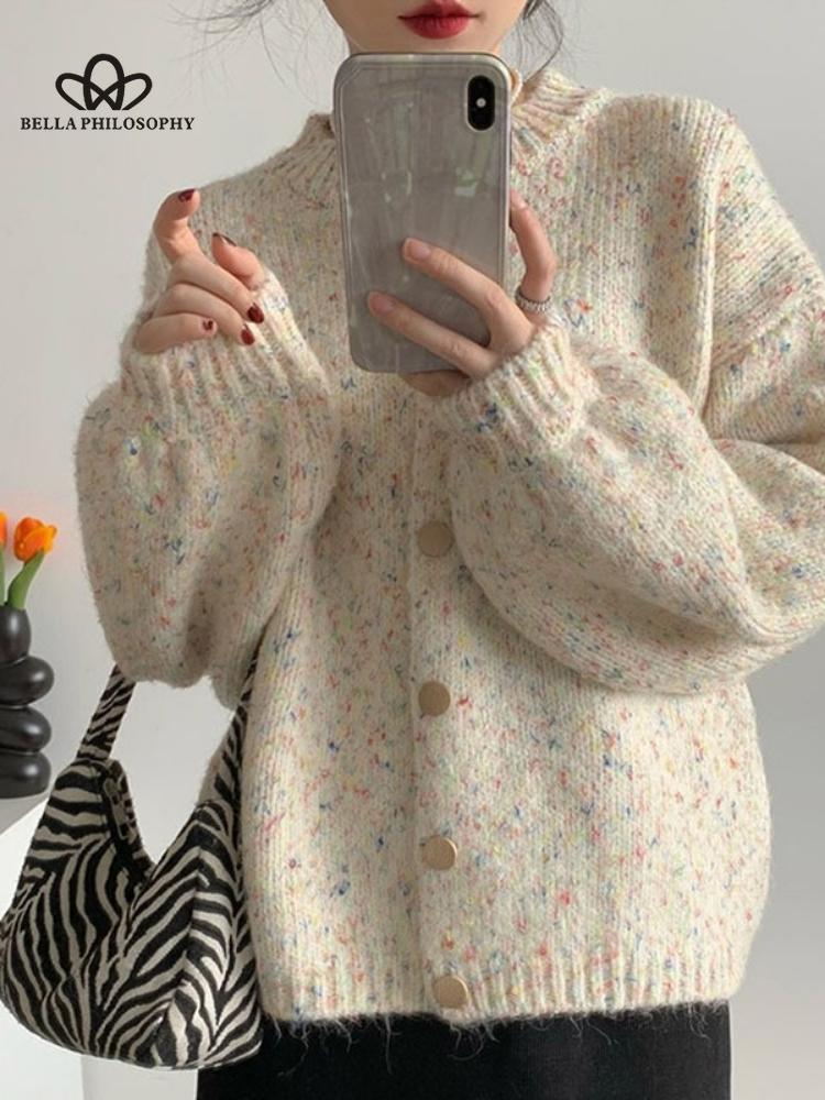 Элегантный кардиган, женский повседневный свитер, ретро-серый однотонный свободный карман, однобортный, с круглым вырезом, модный универсальный джемпер, женские топы, верхняя одежда