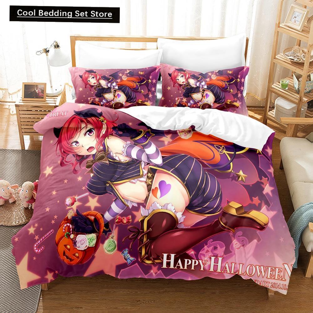 Мода 2025 Новая Каваии Love Live! Комплект постельного белья Мультяшный Аниме трехпредметный комплект Взрослый Детский Спальня Пододеяльник Комплекты Домашний Текстиль