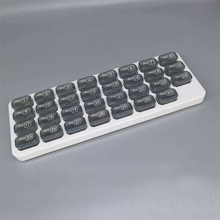 1pc 31-Day Monthly Pill Organizer Case, Plastic Keyboard Style Pill Box, Large Capacity Daily Medicine Storage Case With Dates