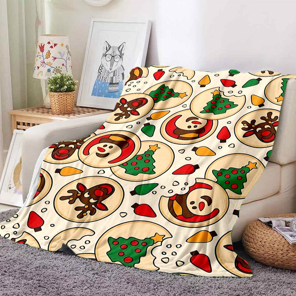 1pc Christmas Cookies Blanket Warm, Cozy, And Soft, Suitable for Sofas, Beds, Cars, And Office Use.Perfect for Camping And Travel, Making It a Great G