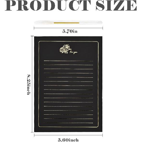 BAYTORY 45 Pcs Lined Stationery Letter Paper, A5 Golden-Lace Vintage Writing Letterhead, Decorative Stationery Paper for Love Letters Invitations &
